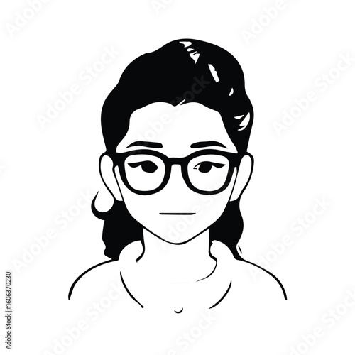 Female cartoon character in casual attire, posed in a neutral, frontal view against a plain background. Young adult female student or professional in a simple setting.