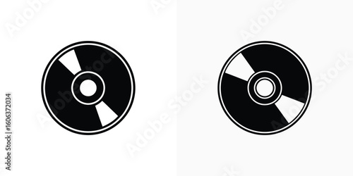 Compact Discs Silhouette, Black Circular Shape With White Sections, Transparent BG