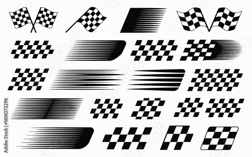  Racing Flags, Speed Stripes, and Track Finish Line Graphics for Car Racing, Motorbike Events, and Automotive Graphic Design Projects

