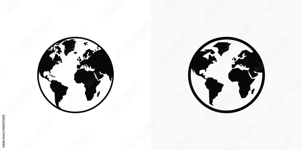 Obraz premium Globe Clipart with Transparent Background, World Map Icon, Earth Symbols