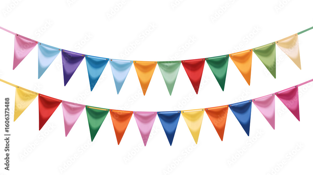 Obraz premium A joyful display of colorful pennant banners ideal for adding cheer to any celebration or gathering.