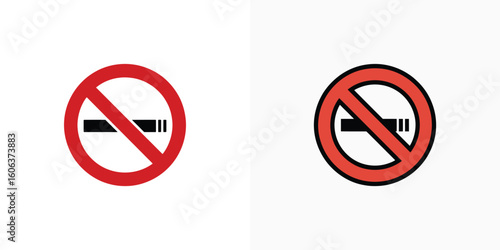 Free Download No Smoking Symbol With Red Circle & Diagonal Line Over Cigarette Illustrations - GFXLoad
