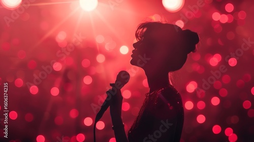 On the stage, the singer passionately performs