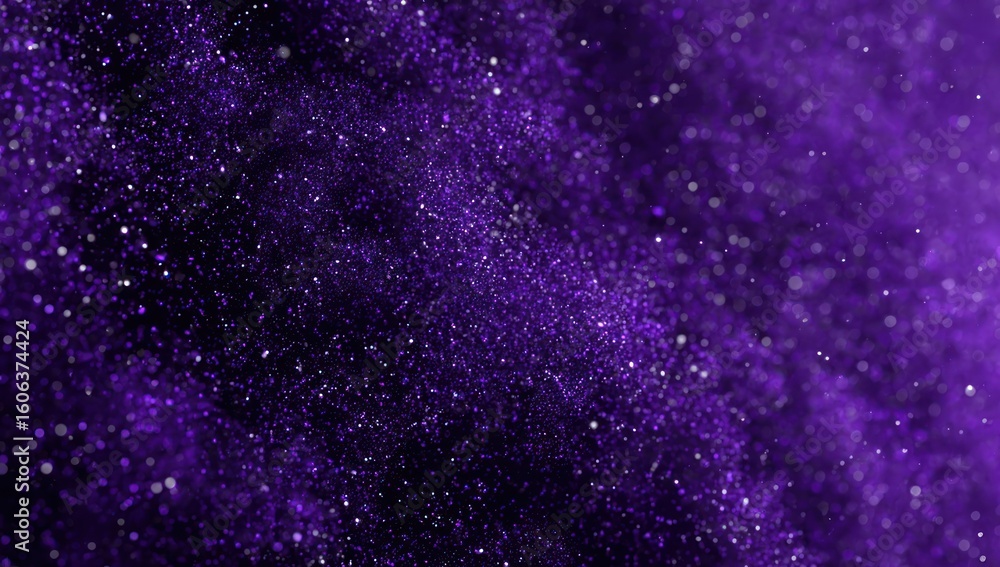 Fototapeta premium Deep purple glitter particles in motion.