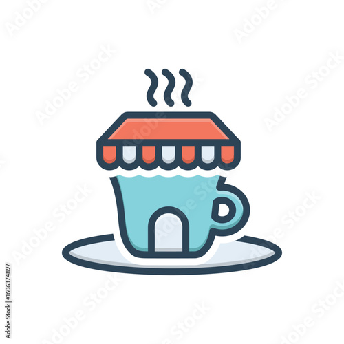 Color illustration icon for tea shop