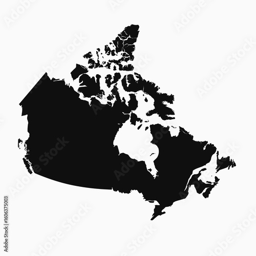 Silhouette Map of Canada in Black