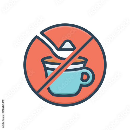 Color illustration icon for tea without sugar
