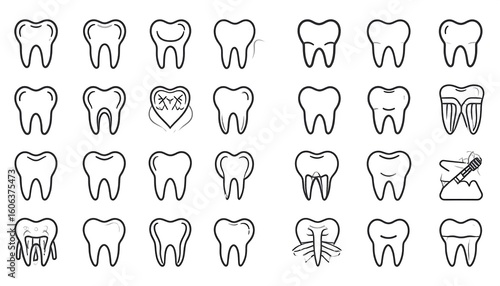 Collection of various tooth illustrations