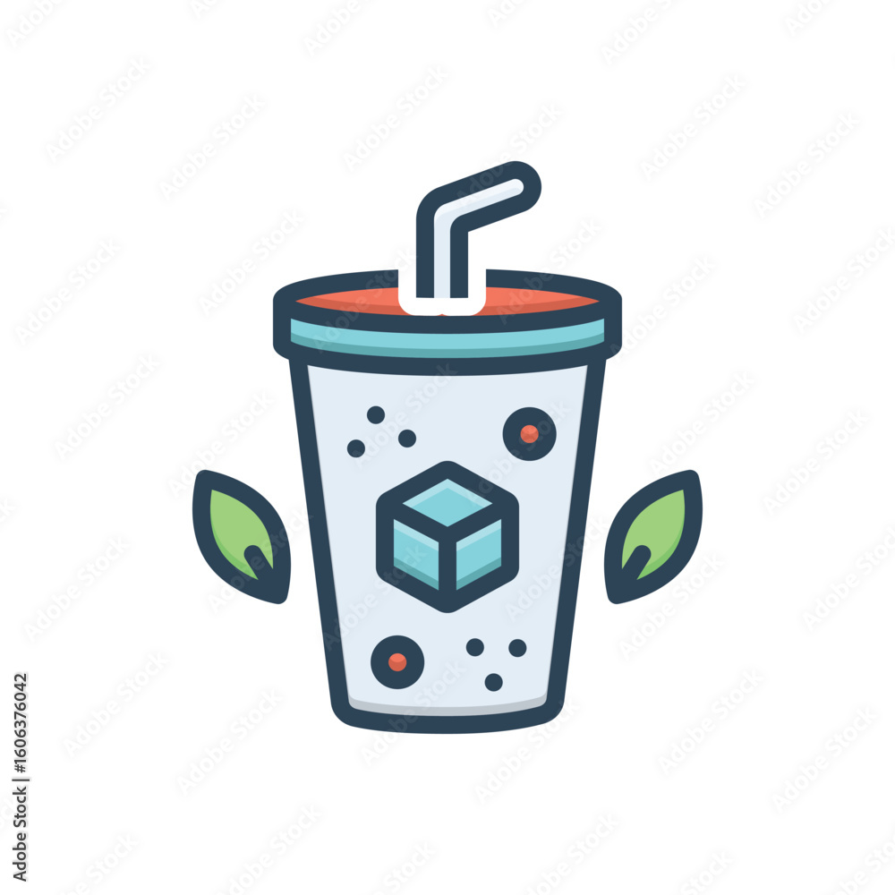 Obraz premium Color illustration icon for cold tea