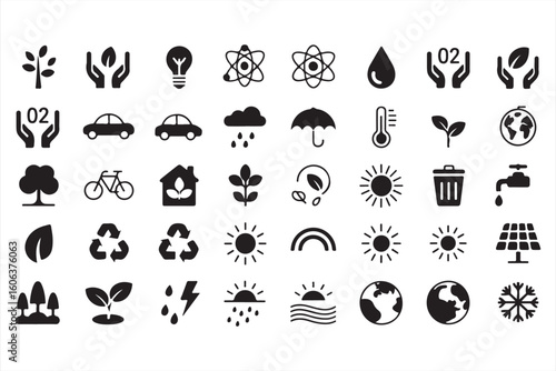 Environmental, Nature, and Recycling Icons for Eco Solutions