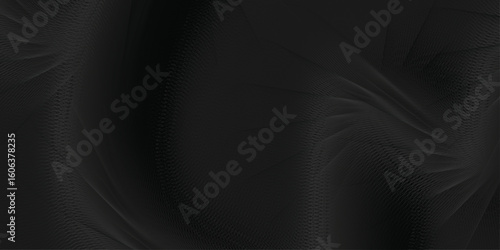 Abstract wave-like form composed of smooth, layered ribbons in varying shades of black and dark gray, giving the illusion of light and shadow playing across the surface.