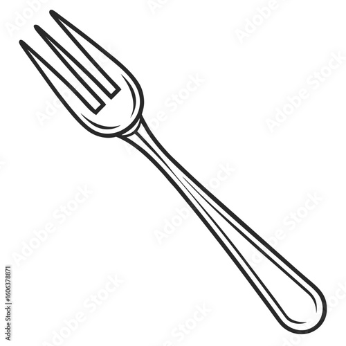 Stainless steel fork and spoon set on white background