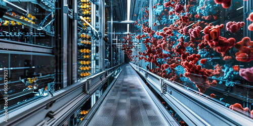 AI Bio-Lab Corridor – Data & Molecular Fusion in Tech Space | Future of Medicine – Molecular Computing Environment | Next-gen bio-labs integrate AI, robotics, and molecular tech for advanced medical b