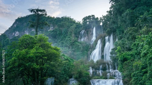 Time-lapse of Thi Lo Su Waterfall, the largest waterfall in Thailand and one of the six largest waterfalls in Asia, located deep in Umphang Wildlife Sanctuary, Tak Province, surrounded by lush rainfor
