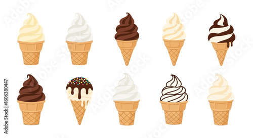 Ice Cream Cones Set Summer treat.