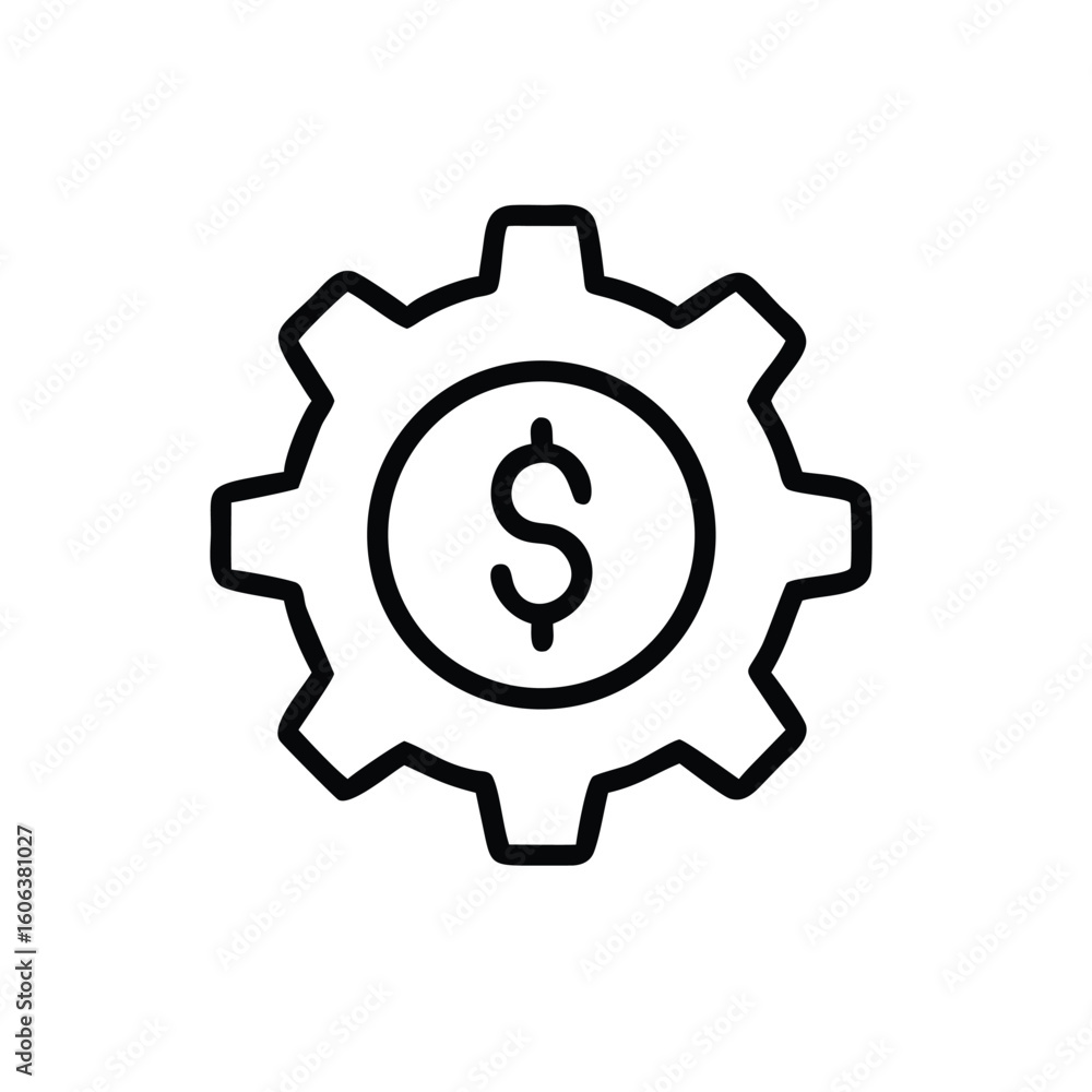Gear with dollar sign icon representing financial operations or business mechanics Gear with dollar sign icon representing financial operations or business mechanics