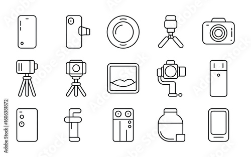 Photography and Videography Equipment Vector Set - Modern Digital Devices for Content Creation