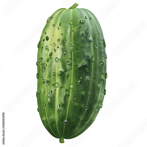 Fresh Cucumber with Water Droplets
