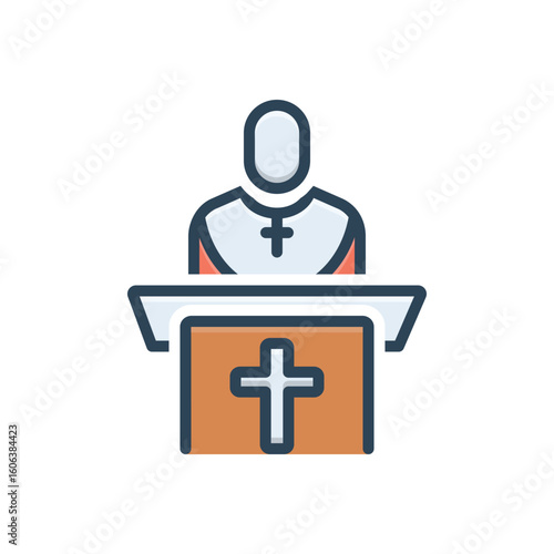 Color illustration icon for churchman