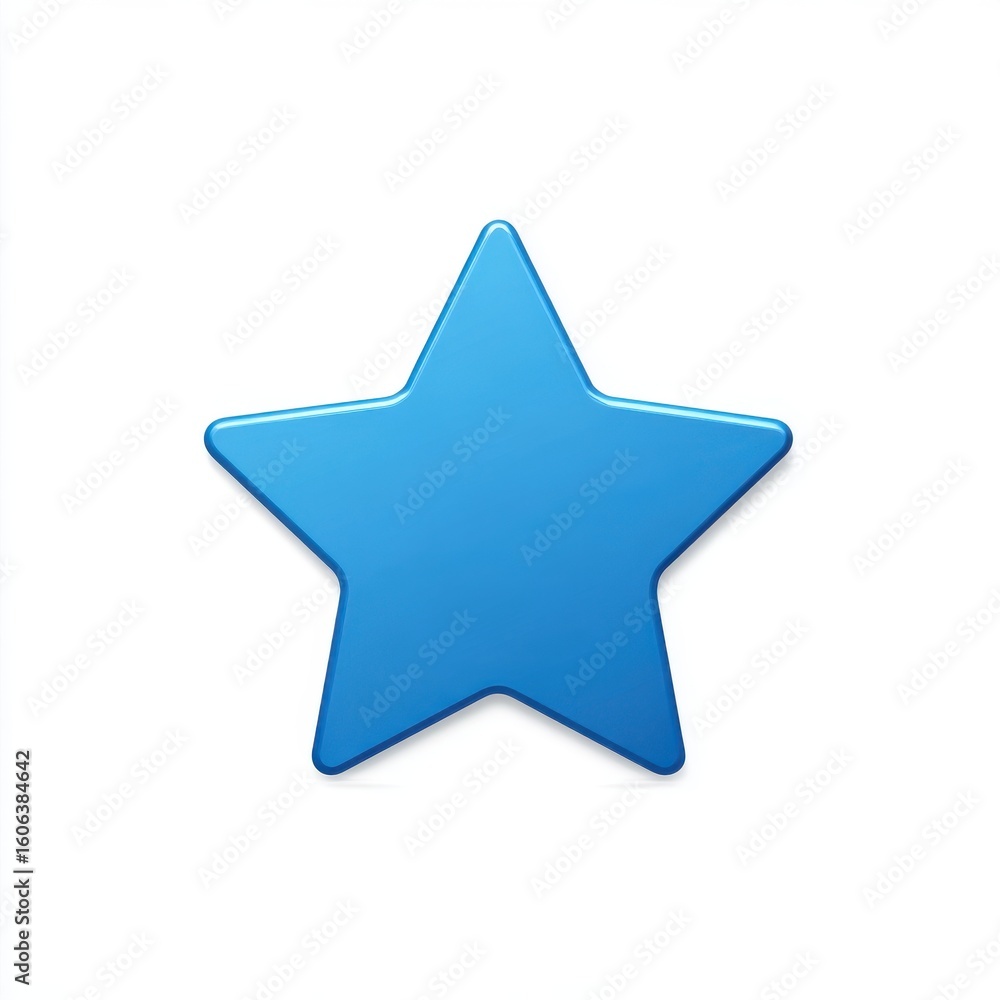 Obraz premium Simple Glossy Blue Star on White Background