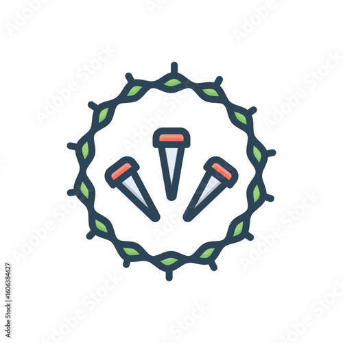 Color illustration icon for crown of thorn