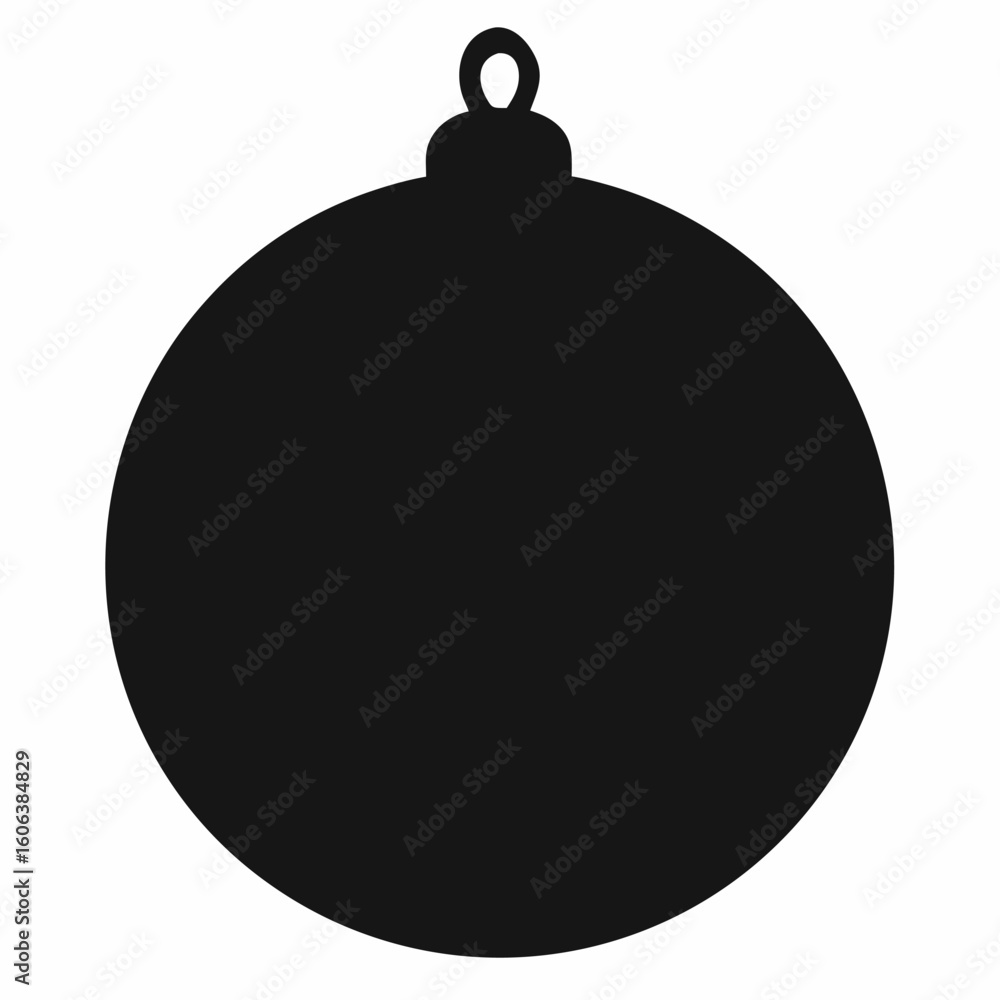 Obraz premium Silhouette of a round ornament ball isolated on white background