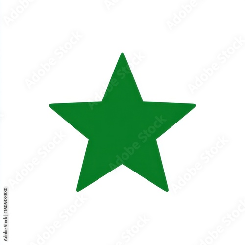 Solid Green Star on White Background