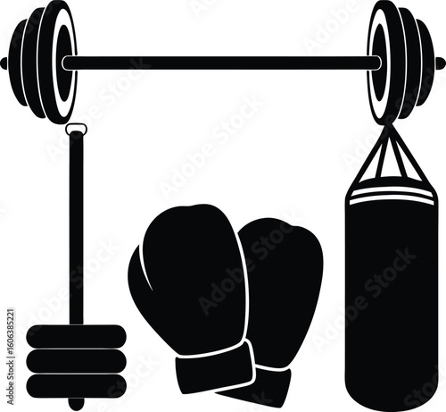 Weightlifting and Boxing Gear Silhouette Design: A Symbol of Strength and Training Discipline