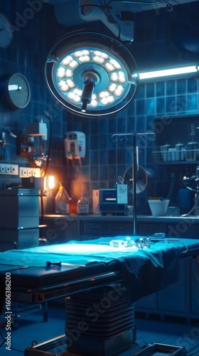 In the operating room, the doctor is intently performing surgery