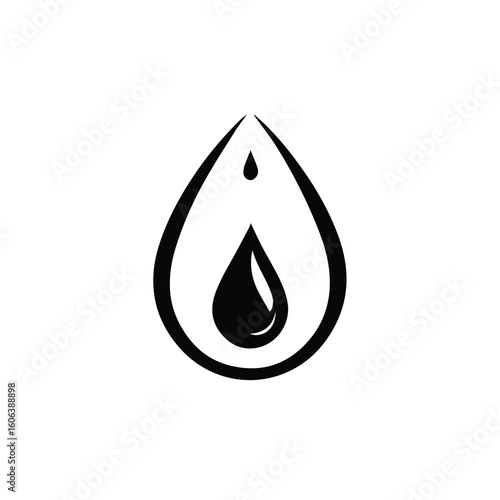 Oil drop graphic design element for product logo or identity. Abstract representation of a liquid droplet, perfect for a petroleum or chemical company's visual brand identity.