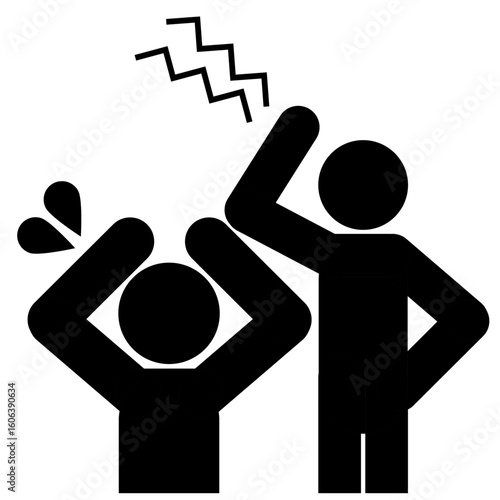 怒っている人と怒られている人のシルエットアイコン