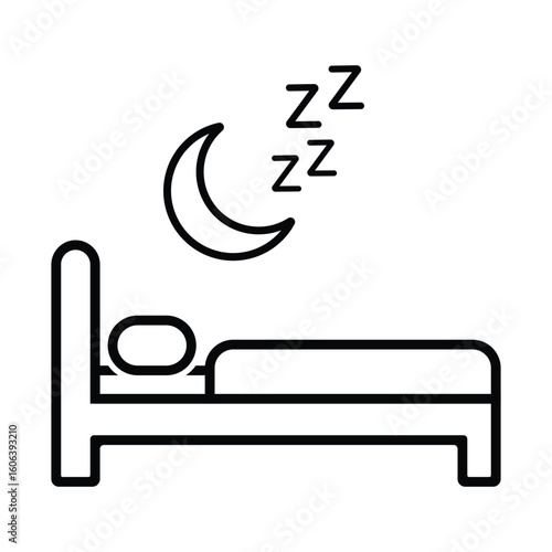 Sleep Tracker Icon – Bed with Moon and ZZZ PNG