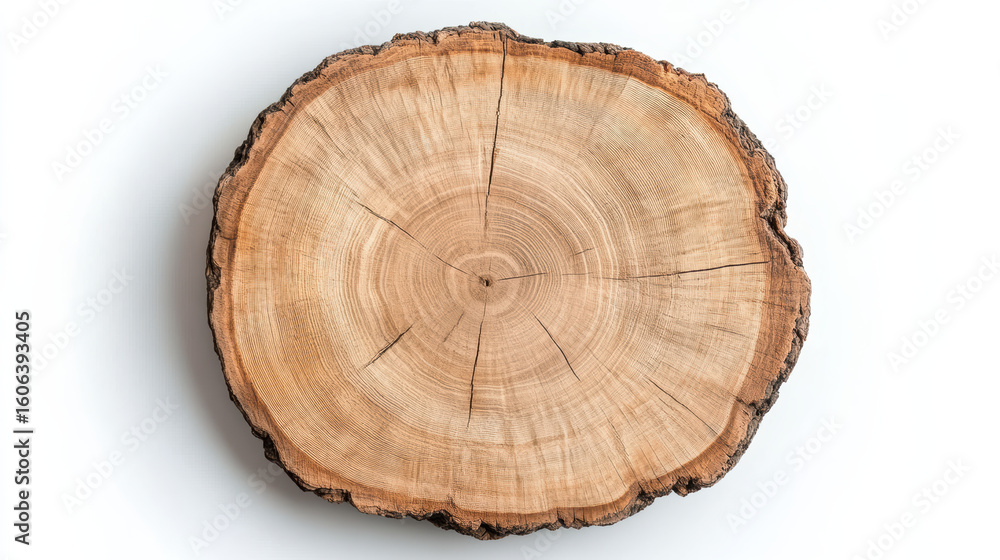 Obraz premium Wood cross section showing growth rings, natural texture, and organic patterns