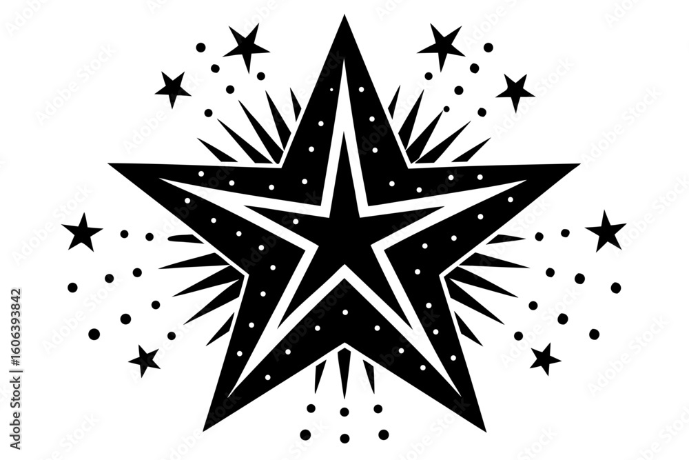 Fototapeta premium Vector art of silhouette of star of david
