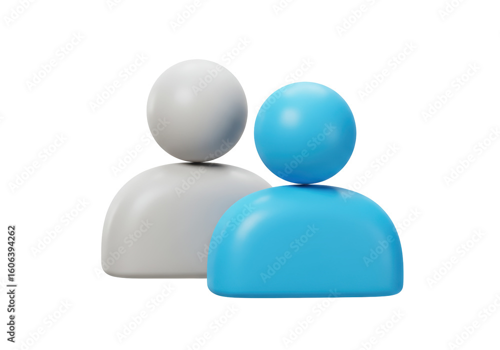 Isolated Two People Icon with Blue Accents for Social Connection Isolated Two People Icon with Blue Accents for Social Connection