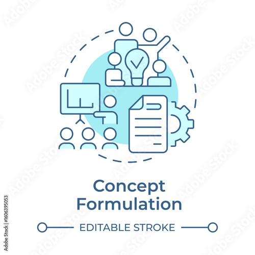 Concept formulation soft blue concept icon. Potential application. Technology readiness level. Research stage. Round shape line illustration. Abstract idea. Graphic design. Easy to use in brochure