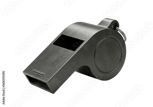 Isolated Black Plastic Sports Whistle