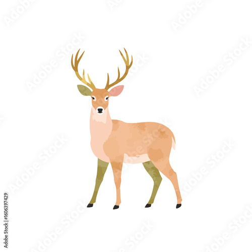 Elegant deer illustration in soft pastels with gold accents, nature concept