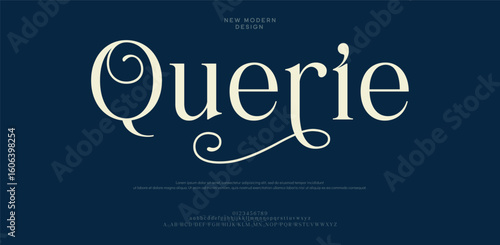 Querie, luxury modern Elegant alphabet logo font. Typography elegant style alphabet fonts for beauty, calligraphy, decorative, glamour, boutique, fashion, brand, wedding, vintage design.