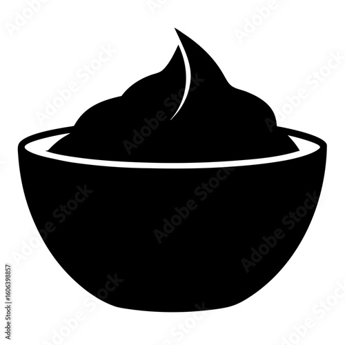 Silhouette of a bowl of batter isolated on white background