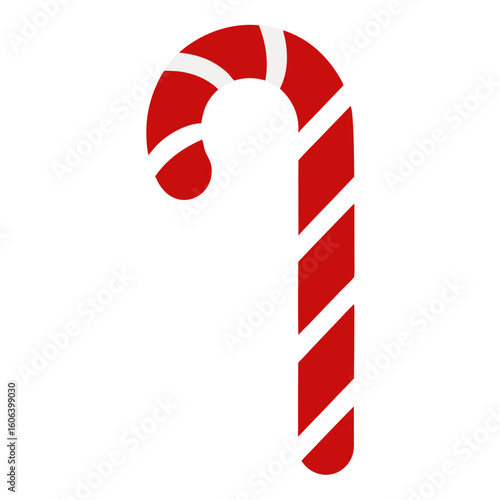 Classic candy cane silhouette isolated on white background
