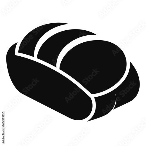 Silhouette of a bread loaf with slices isolated on white background