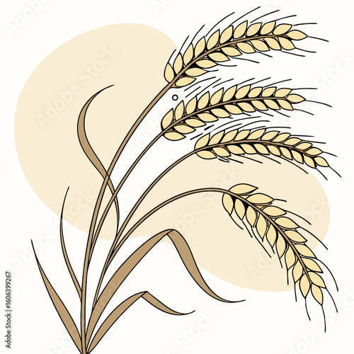 Wheat Sheaves Illustration with Warm Colors for Organic Products, Culinary Blogs, Farming Websites, Agriculture Awareness, and Eco-Friendly Designs  