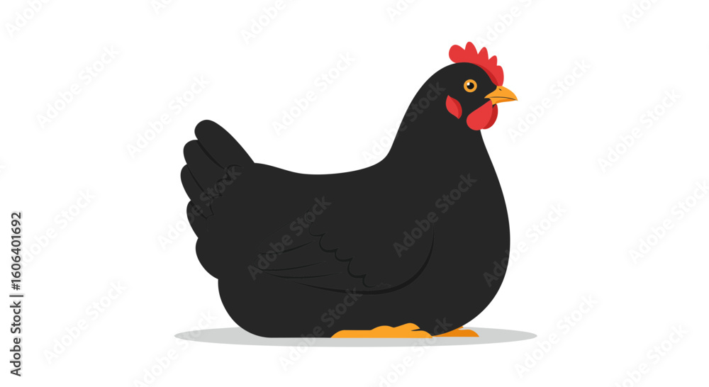 Fototapeta premium Charming black hen resting peacefully, a delightful detail for farm-themed designs and springtime projects