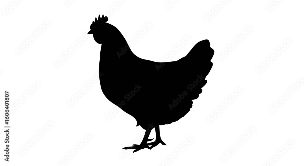 Elegant chicken silhouette for farm branding or poultry designs with clean modern vector style icon element Elegant chicken silhouette for farm branding or poultry designs with clean modern vector style icon element