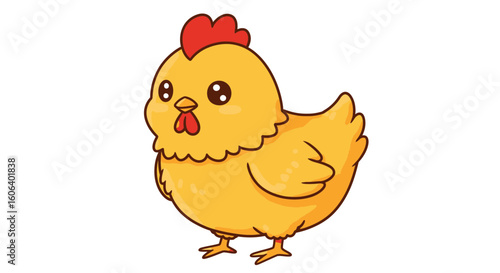 Cute cartoon chick with big eyes, perfect for children's books and farm animal illustrations