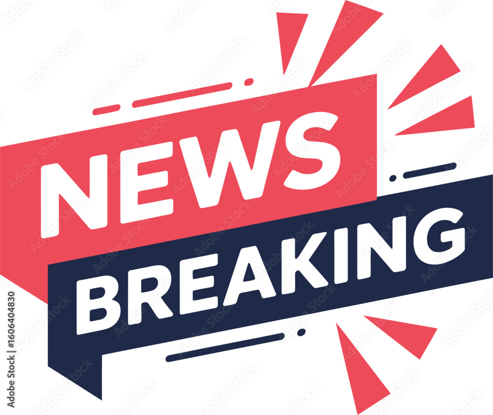 Fototapeta premium Breaking News with Red Accents on a Transparent Background