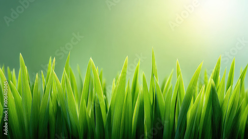 Fresh green grass blades with sunlight and soft background