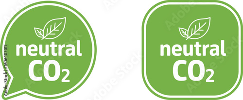 CO2 Neutral Logos Green Rounded Square and Speech Bubble with Leaf Icons