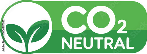 CO2 Neutral Logo with Green Leaves Design on Isolated White Background